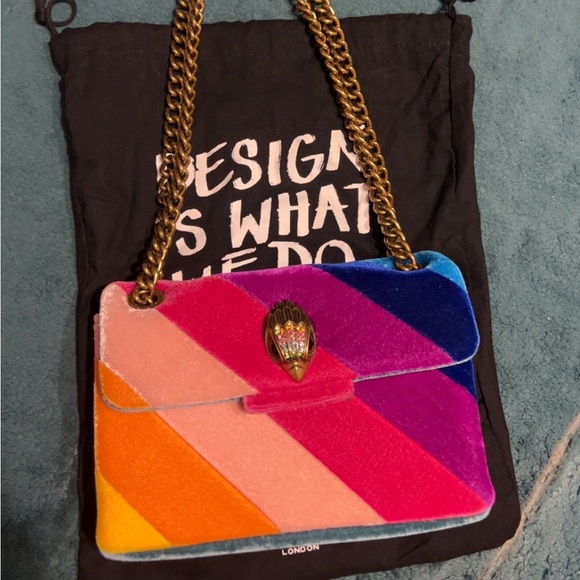 #Kurt Geiger Multicolor Velvet Shoulder Bag with Gold Chain. #Limited Edition. - Picture 1 of 3
